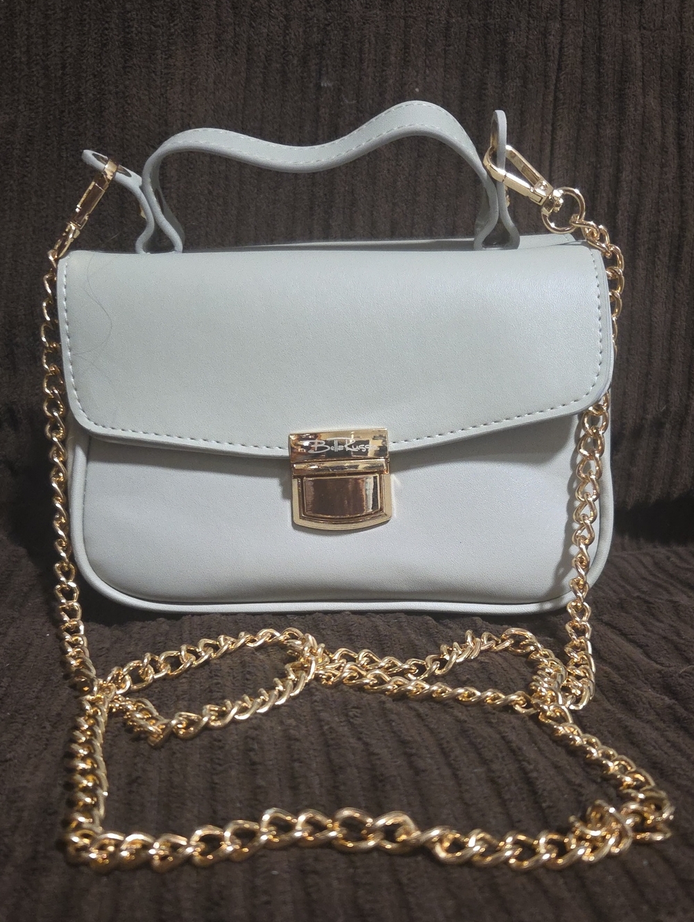 Belka Russo Lt. Sage Top-Handle Crossbody Bag with Gold Chain
